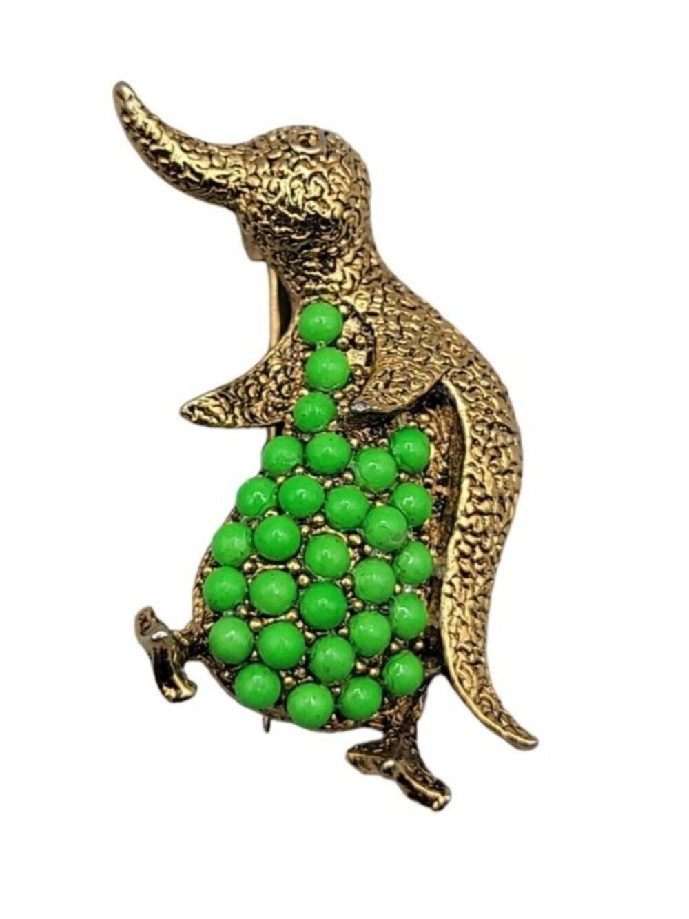 Vintage Green Belly Penguin Brooch Gold Tone Brooch Whysical Animal Fashion Pin